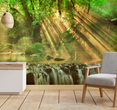 Wald Fototapete Wasserfalllandschaft - TenStickers
