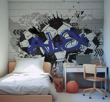 Fußball Graffiti mit Namen Fototapete Schlafzimmer - TenStickers
