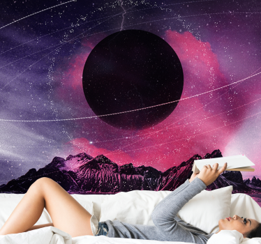 Weltraum Fototapete Berge mit planeten - TenStickers