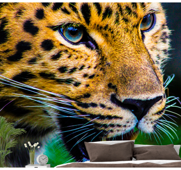 Wohnzimmer Fototapete Leopardengesicht - TenStickers