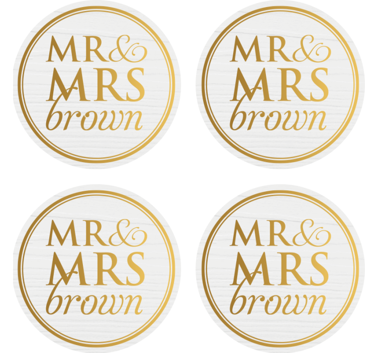 Untersetzer Hochzeit Elegante mr & mrs für hochzeiten anpassbar - TenStickers