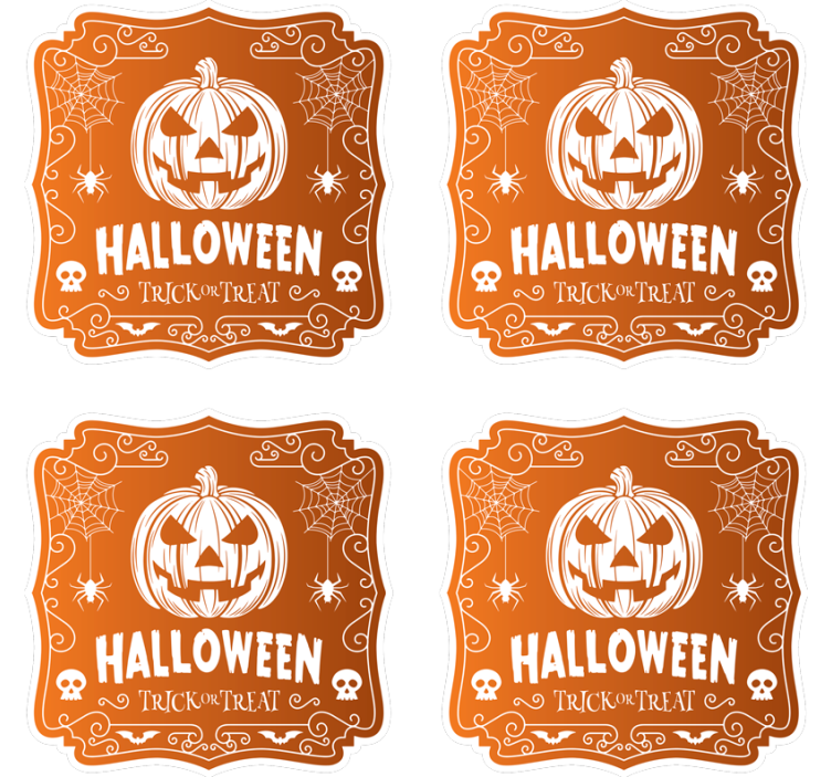 Halloween Text oranger Kürbis Bierdeckel - TenStickers