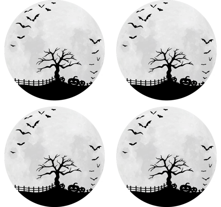 Halloween untersetzer mit gruseliger baum-silhouette - TenStickers