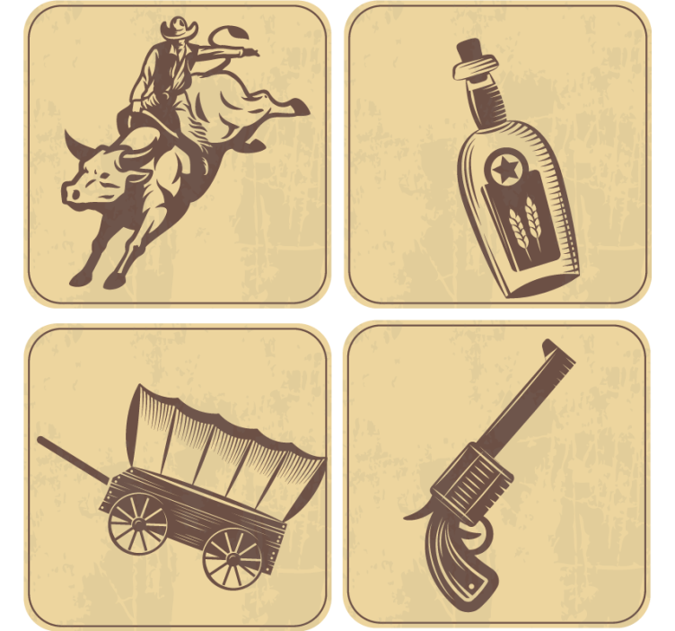 Vintage untersetzer rodeo cowboy kunstwerk - TenStickers