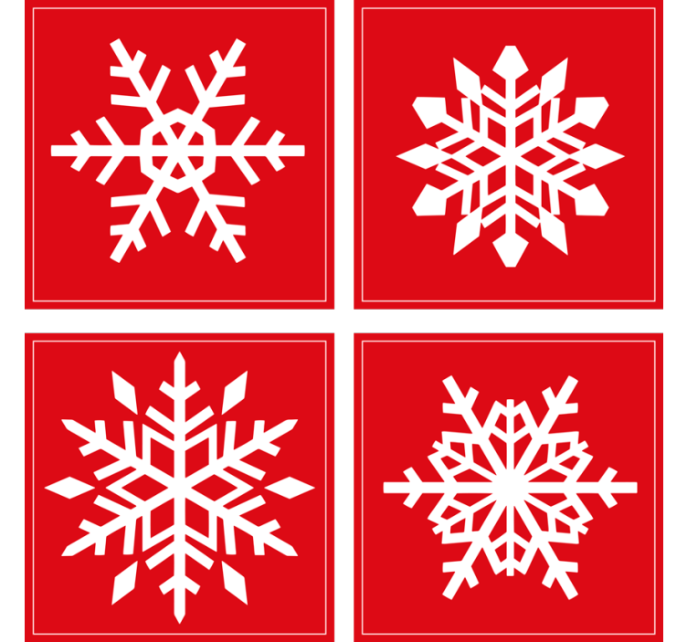 Untersetzer Weihnachten Rote schneeflocken - TenStickers