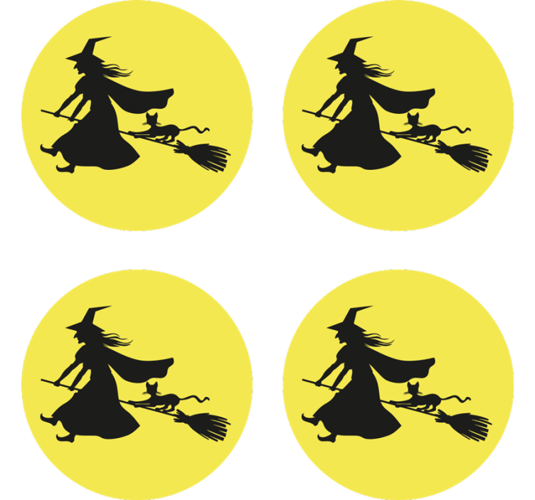 Halloween untersetzer hexe auf besen - TenStickers