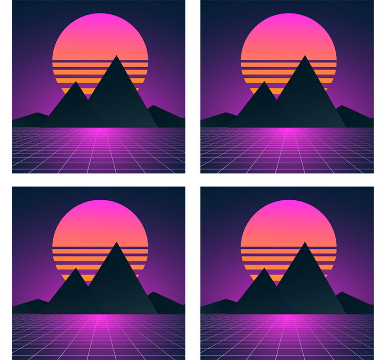 Untersetzer modern geometrischer berg sonnenuntergang - TenStickers