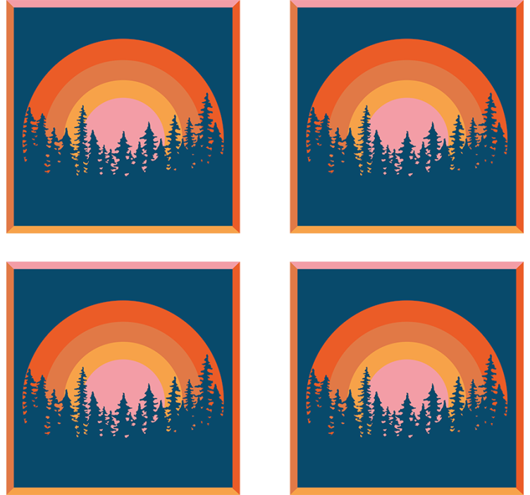 Untersetzer modern schichtiger sonnenuntergang wald - TenStickers