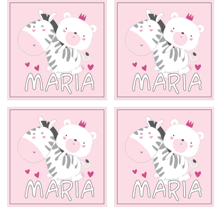 Personalisierte untersetzer süßes zebra bären duo - TenStickers