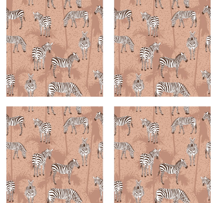 Untersetzer Zebra Braune palmen und zebras - TenStickers