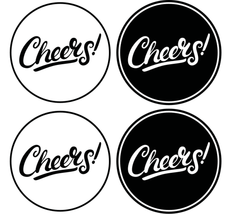 Untersetzer bier mit stilvoller cheers typografie - TenStickers