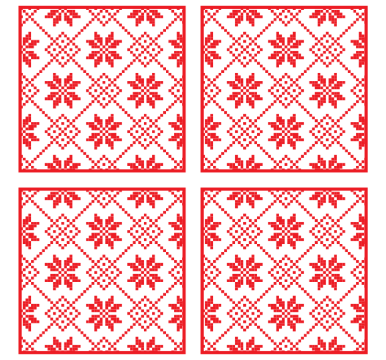 Untersetzer weihnachten rotes blumenmuster - TenStickers