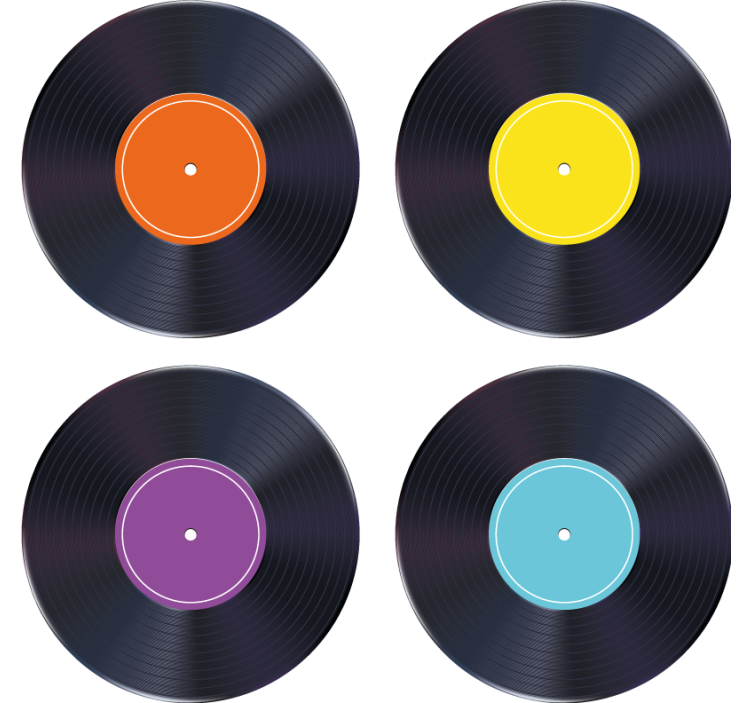 Vintage untersetzer bunte schallplatten - TenStickers
