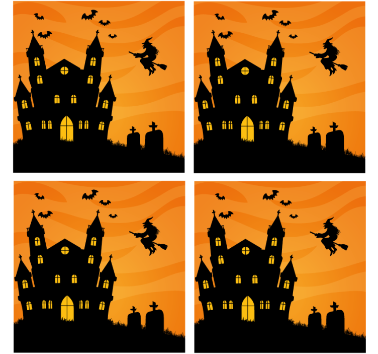 Helloween Untersetzerschloss mit fledermäusen - TenStickers