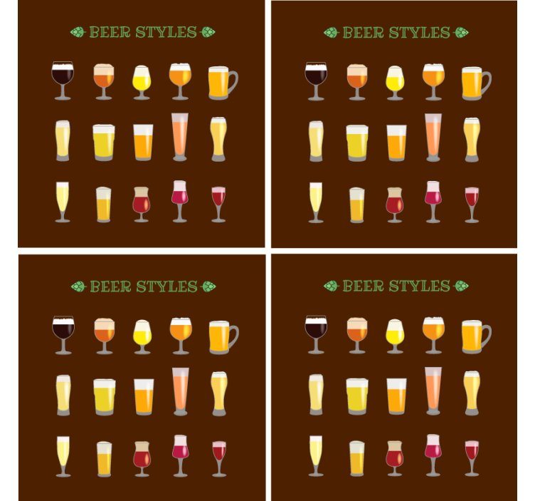 Untersetzer bier für verschiedene biergläser - TenStickers