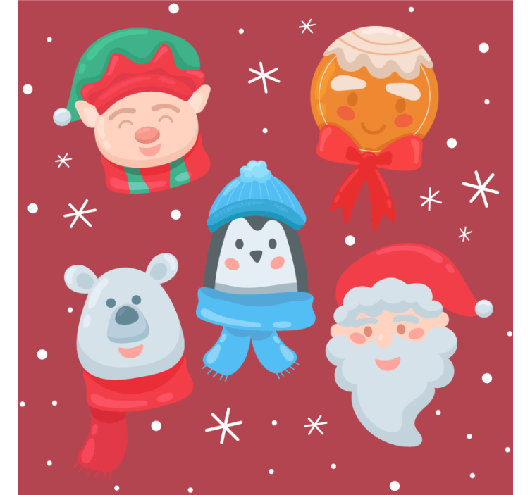 Untersetzer Weihnachten Verschiedene comicfiguren - TenStickers