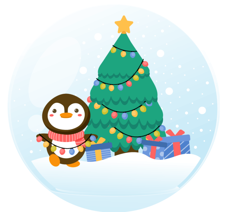 Untersetzer weihnachten pinguin mit weihnachtsbaum - TenStickers