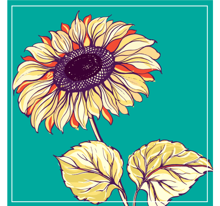Untersetzer bier mit lebendiger sonnenblumenillustration - TenStickers