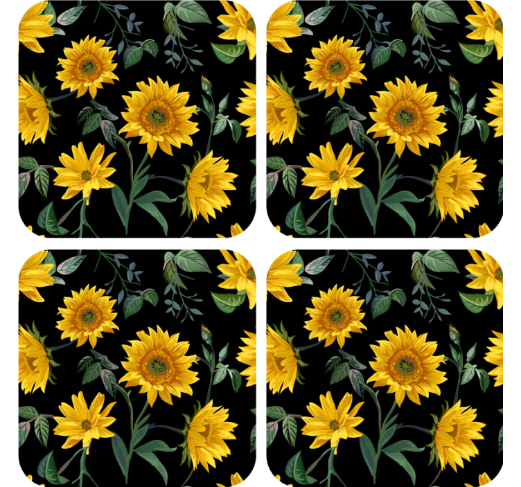 Untersetzer modern Sonnenblumen mit schwarzem Hintergrund - TenStickers