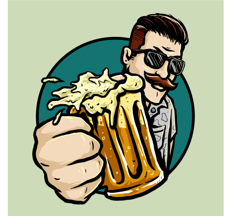 Untersetzer bier mit bärtigem mann und krug - TenStickers