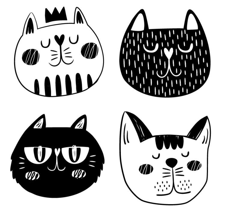 Katzen schwarz und weiß mehr Untersetzer - TenStickers
