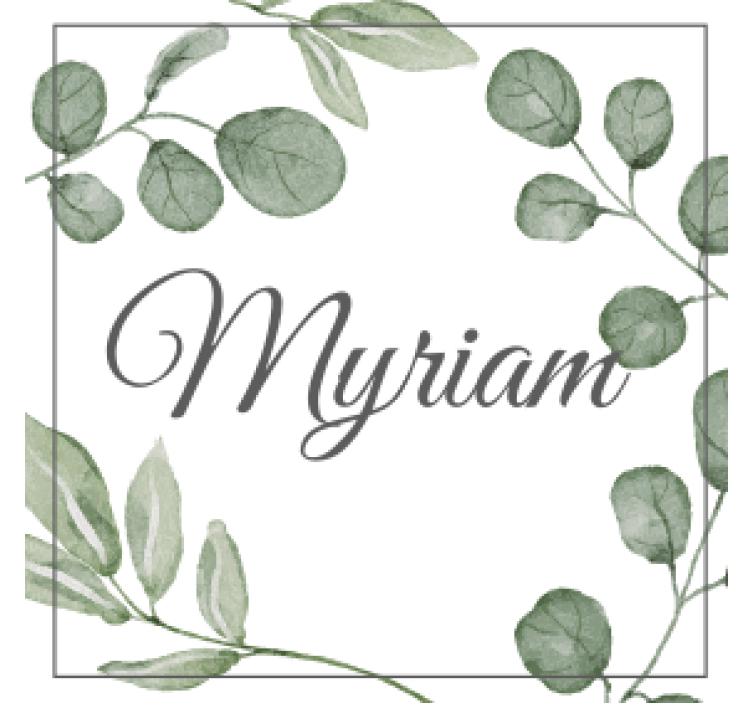 Untersetzer personalisiert Eukalyptus-aquarellkarte mit Namen - TenStickers