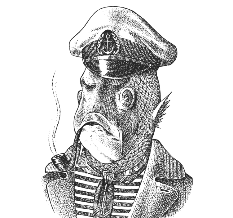 Untersetzer geek captain fisch charakter - TenStickers