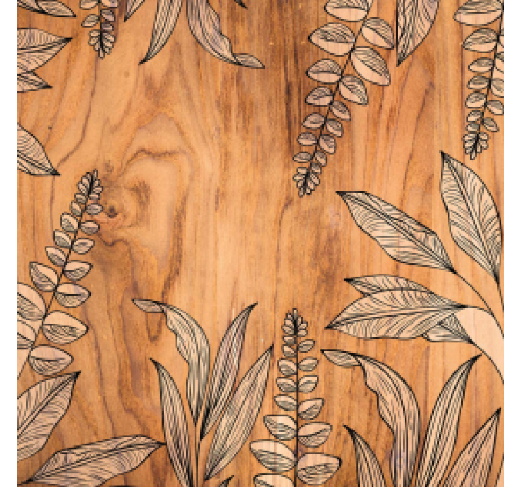 Untersetzer Muster Beige blätter über holz - TenStickers