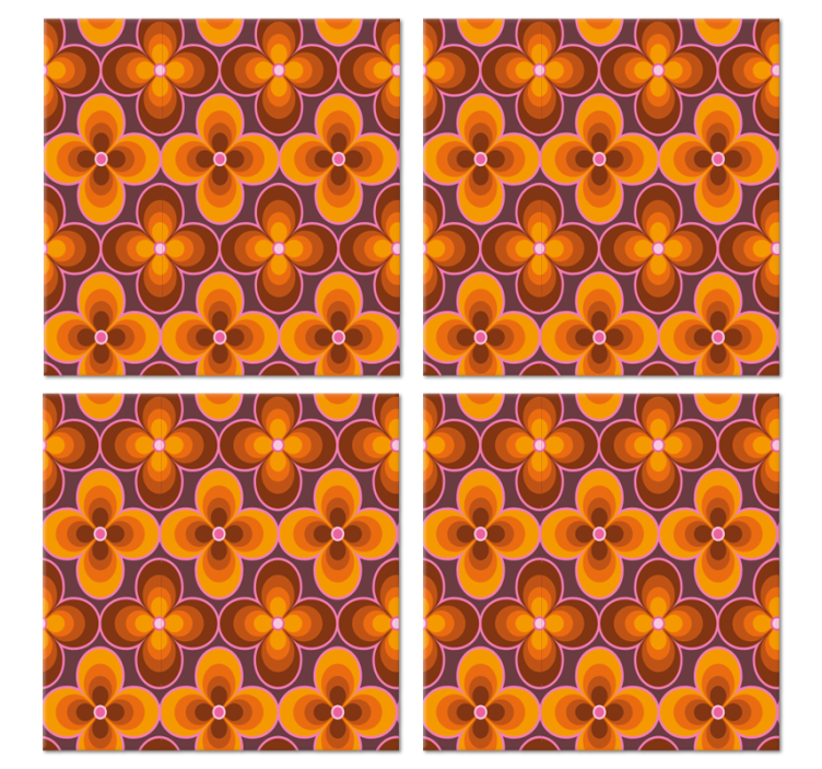 Untersetzer Vintage Blumen retro grooviges Muster - TenStickers