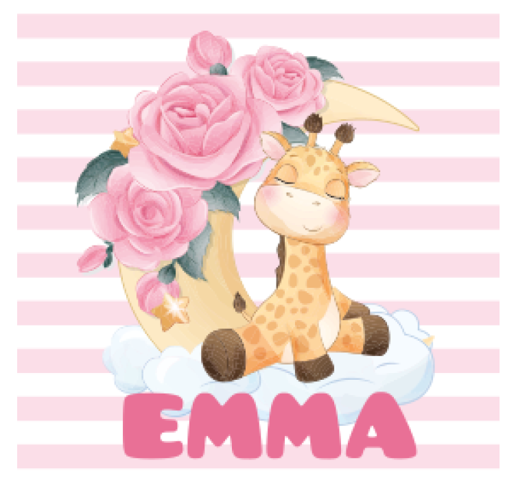 Personalisierte untersetzer giraffe mit blumenmond - TenStickers