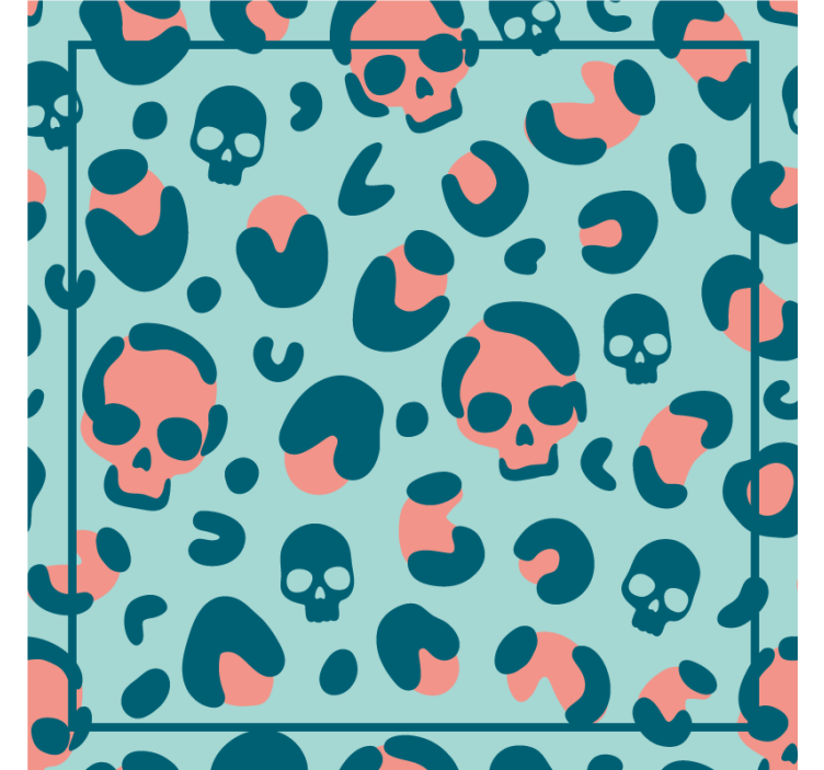 Untersetzer modern Blaues und pinkes totenkopf-leopardenmuster - TenStickers
