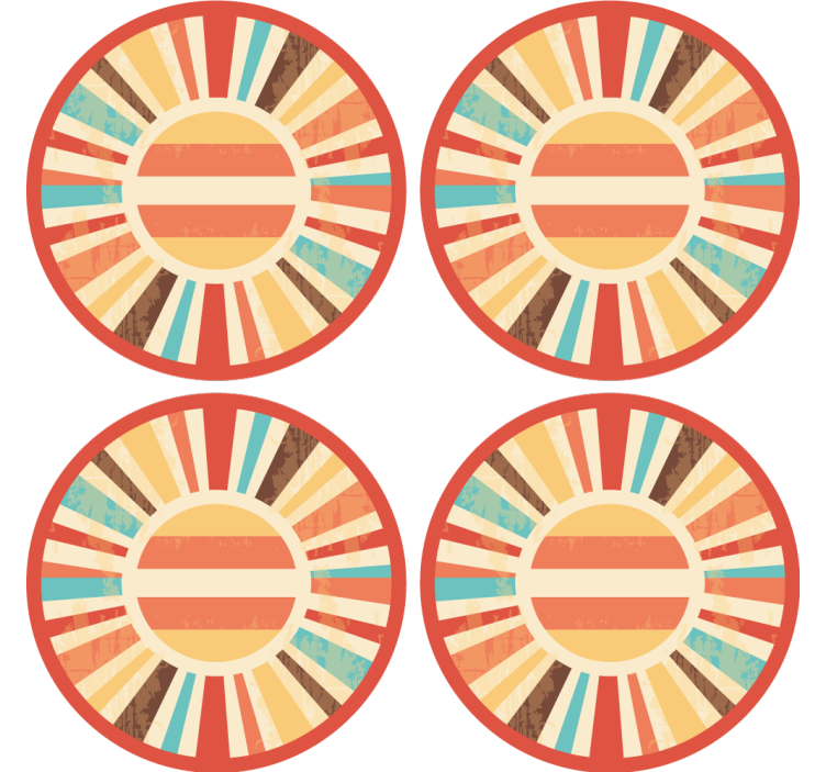 Untersetzer Vintage Bunte retro-sonnenstrahlen - TenStickers