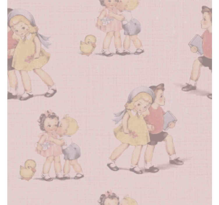 Untersetzer Vintage 80er jahre Muster kinder und blumen - TenStickers