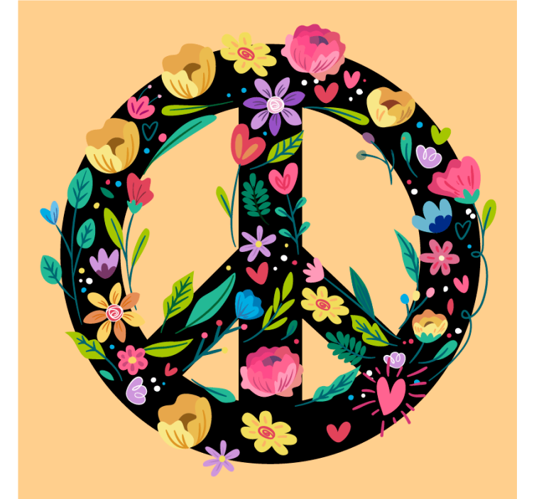 Untersetzer Vintage Schwarzes friedenssymbol - TenStickers