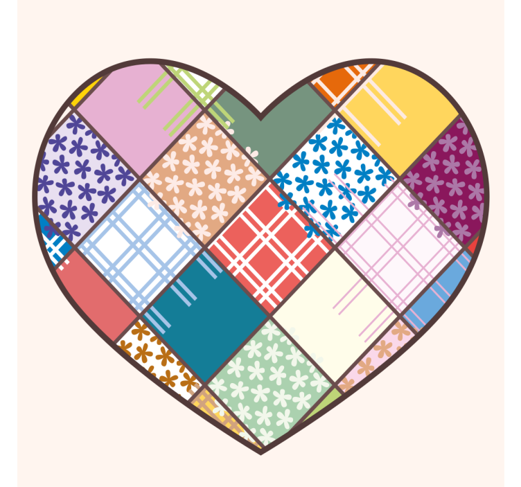 Untersetzer Vintage Patchwork buntes herzmuster - TenStickers