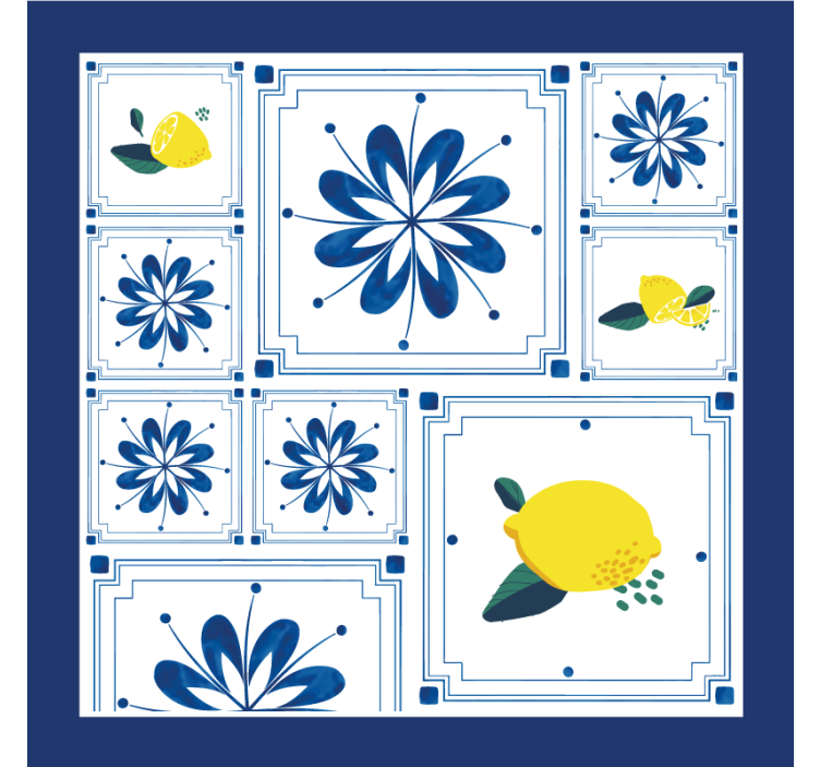 Untersetzer Fliese zitronen-blumenmuster - TenStickers