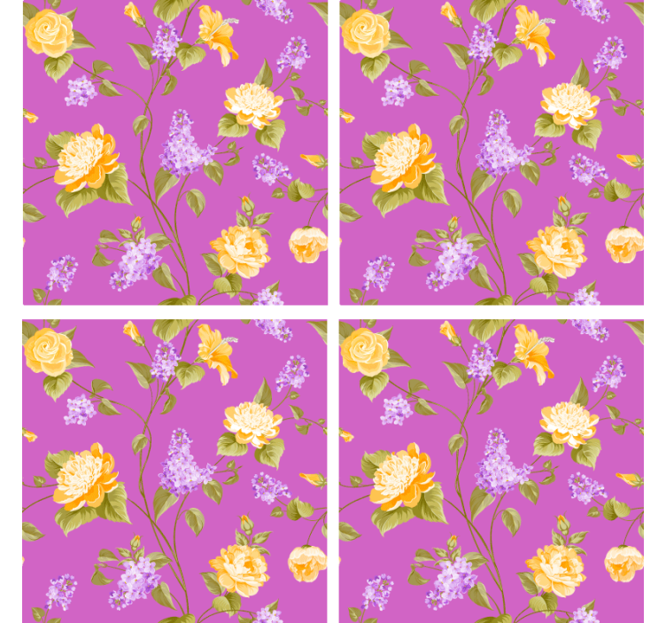 Untersetzer mit floralem druck gelbe rosen - TenStickers