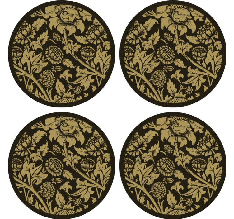 Vintage untersetzer mit floralem goldmuster - TenStickers