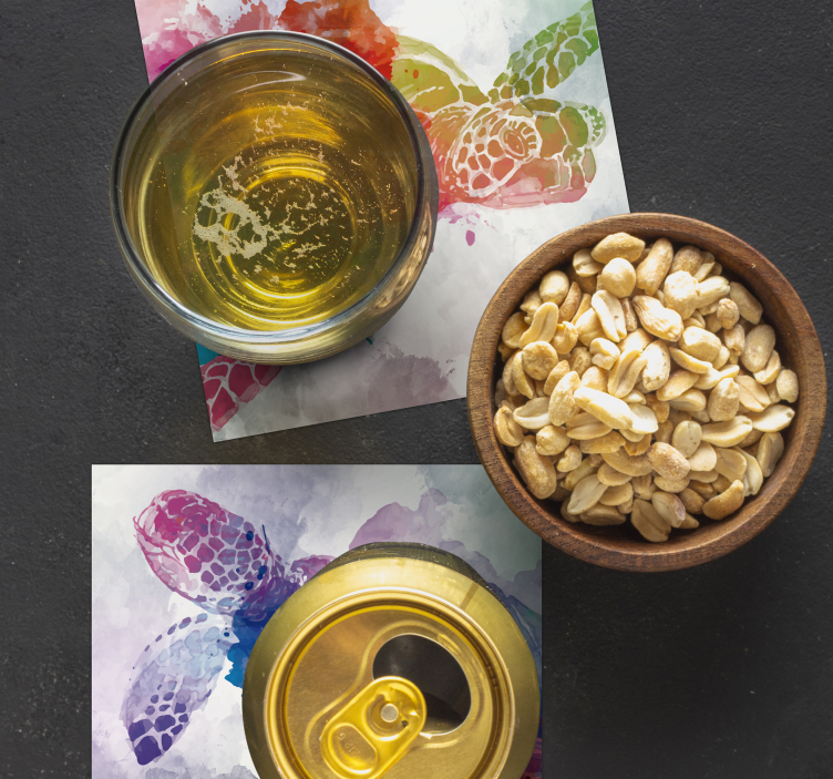 Aquarell Schildkröte Tier Untersetzer - TenStickers