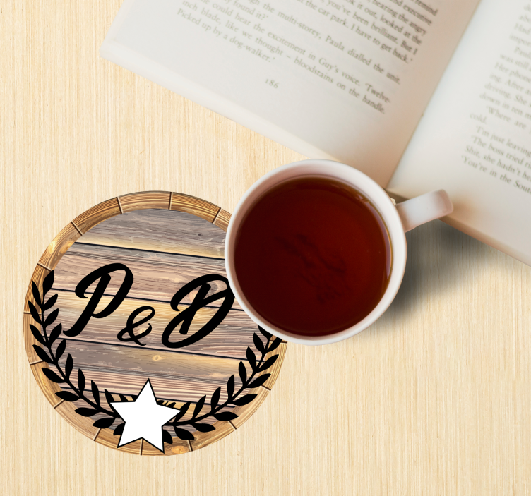 Untersetzer Hochzeit Verlobte initialen aus holz - TenStickers