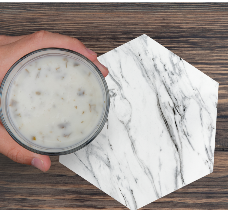 Untersetzer Muster Sechseckiges marmormuster weiß und schwarz - TenStickers