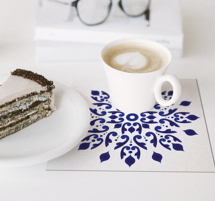 Blaue runde klassische Fliesen Untersetzer - TenStickers