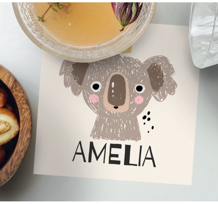 Untersetzer personalisiert Koala und personalisierter text - TenStickers