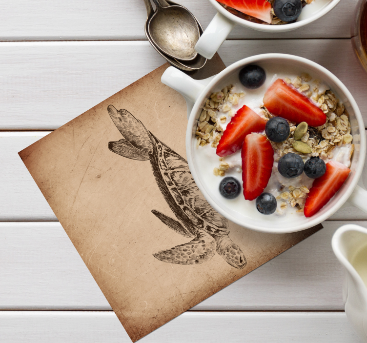 Vintage Untersetzer Schildkrötenillustration - TenStickers