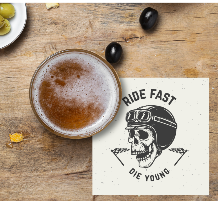 Untersetzer Geek totenkopf mit rennbrille - TenStickers