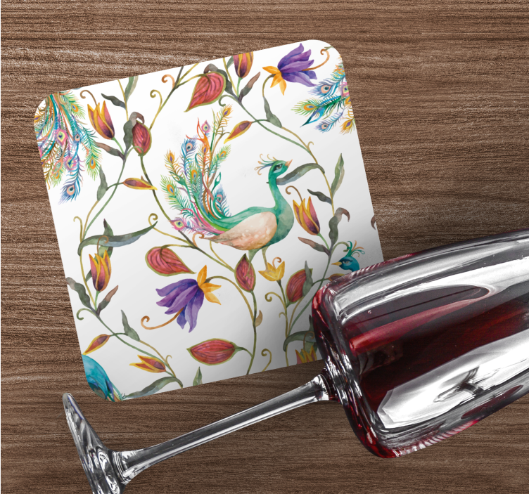 Untersetzer modern Gartenblumen mit kleinen vögeln - TenStickers