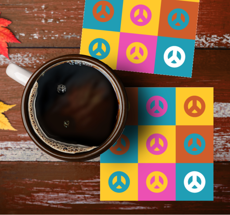 Untersetzer Vintage Farbblock-friedenssymbole Muster - TenStickers