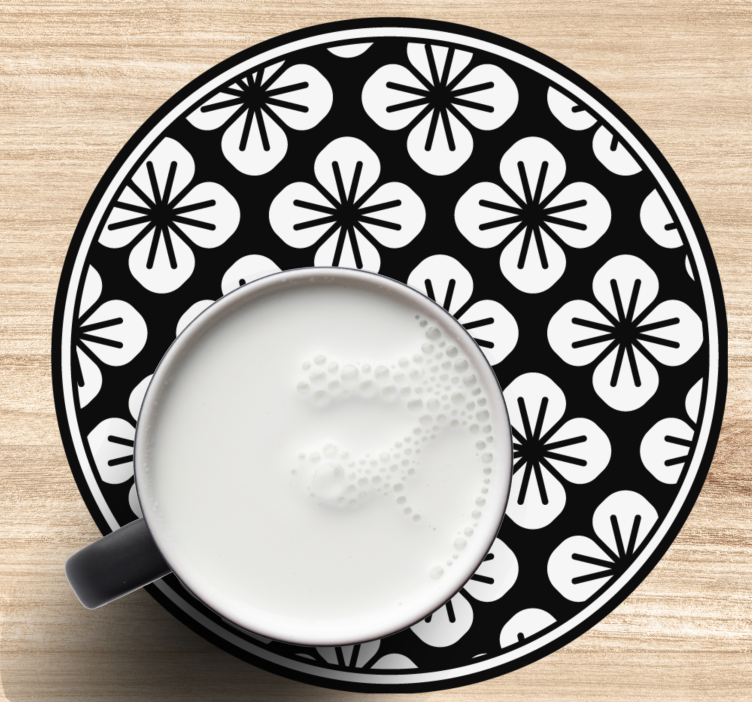 Untersetzer Vintage Schwarz-weißes rosenmuster-design - TenStickers