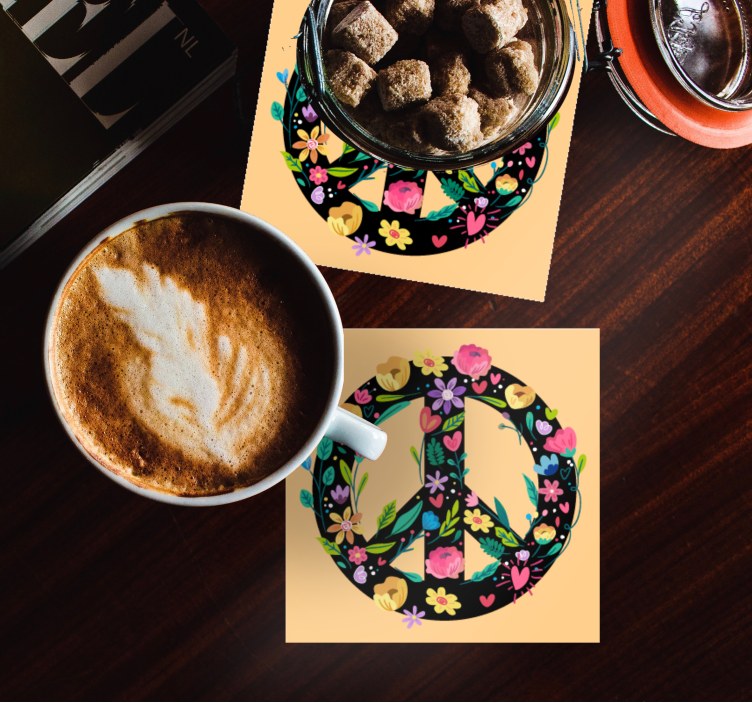 Untersetzer Vintage Schwarzes friedenssymbol - TenStickers