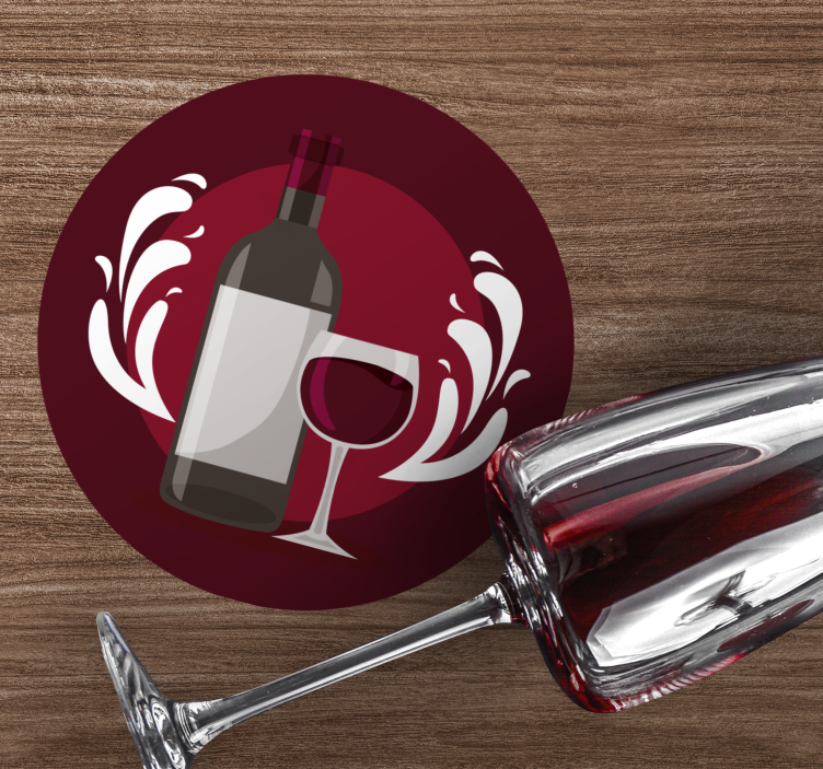 Untersetzer Vintage Weinflasche mit glas - TenStickers